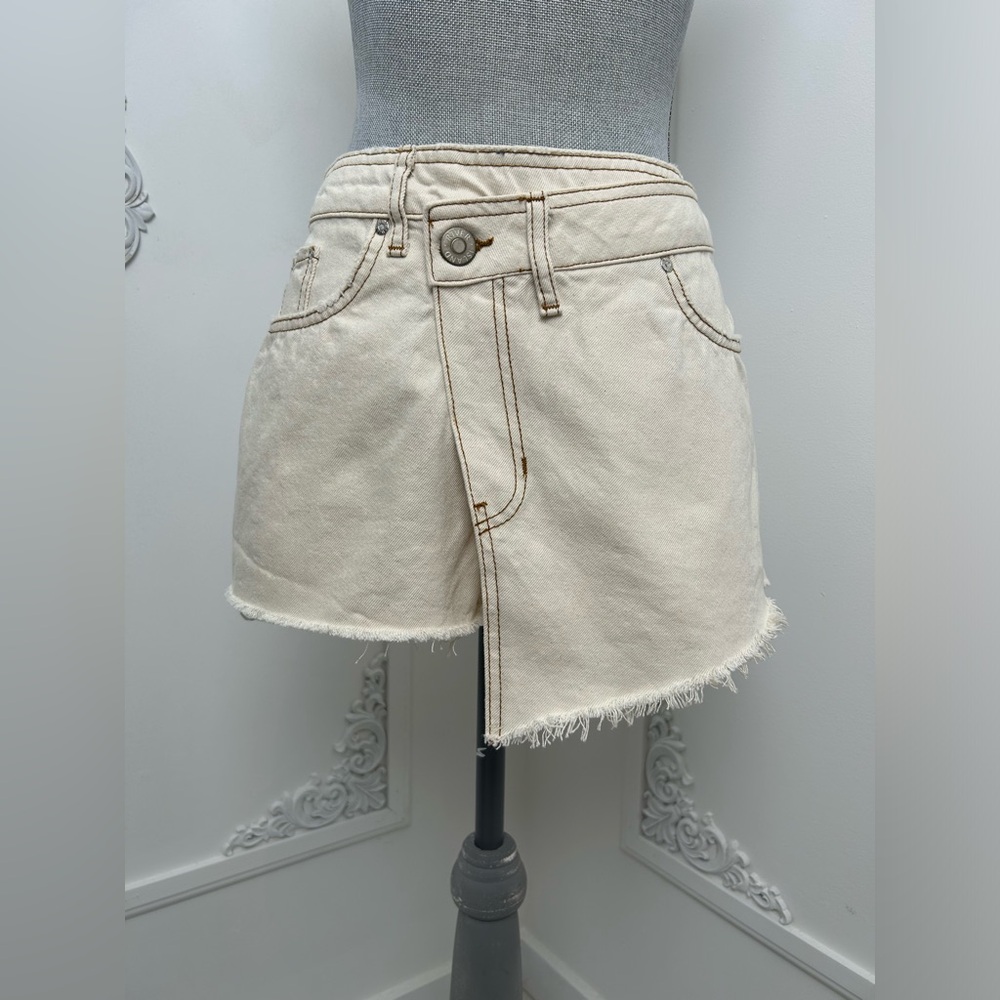 Ivory Asymmetrical Cotton Skort